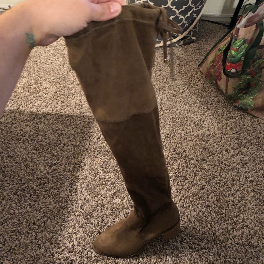 Above the knee fabric boots